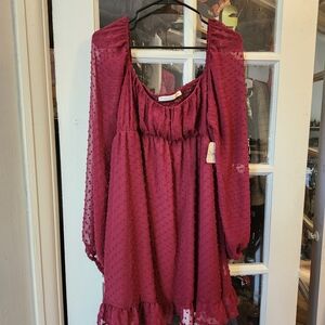 Elegant Burgundy Women's Dress